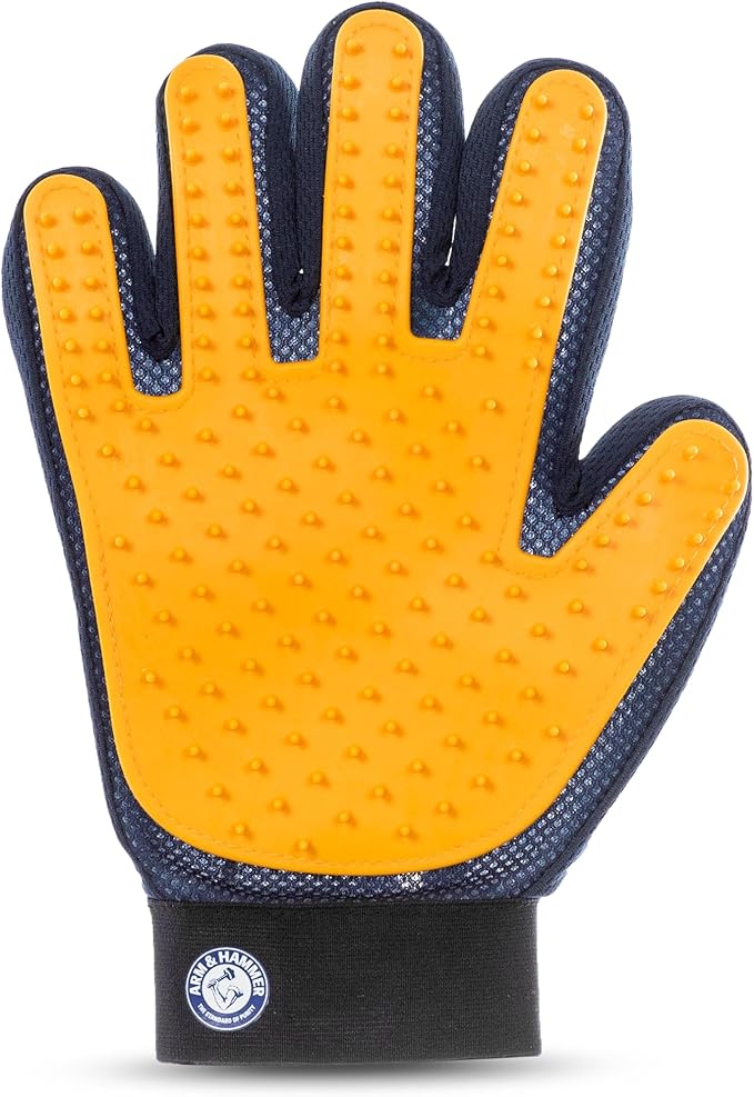 Arm & Hammer Deodorizing Dog Grooming Glove, Fragrance Transfer Technology with Baking Soda, Deshedding Glove for Bathing & Dry Grooming, Pet Hair Removal, Sweet Lily & Vanilla Scent