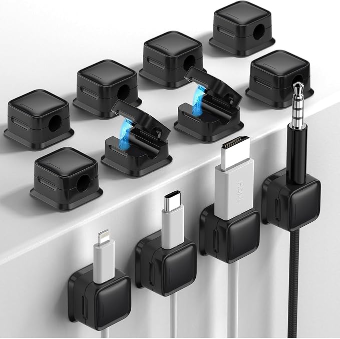 12 Pack Magnetic Cable Clips, Strong Adhesive Cord Organizer for Desk