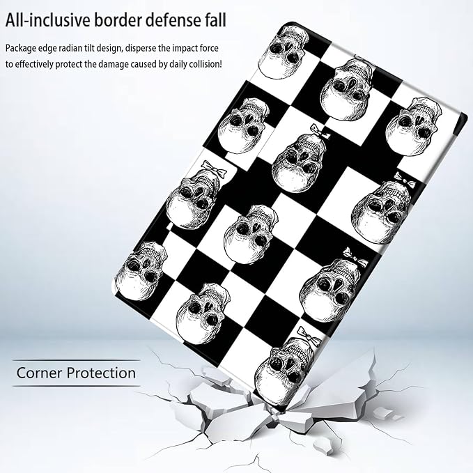 Bxgolkgd Tablet Case for Samsung Galaxy Tab S8 Plus 2022/S7 FE 2021/S7 Plus 2020 12.4 Inch,Shockproof Stand Cover with Heat Dissipation,Auto Wake/Sleep Function,Skull