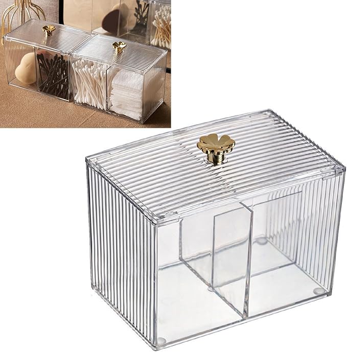 RiToEasysports Cotton Pads Holder, Small Portable Swab Container, Durable PET Material Makeup Organizer for Bathroom Vanity and Travel