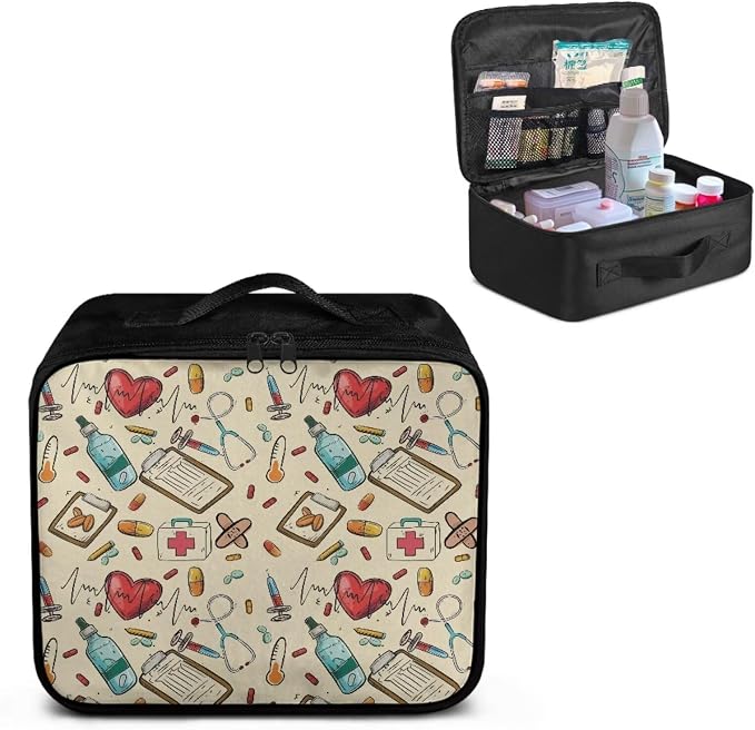 Nurse First Aid Bag Empty Medium Cute Medical Bag Empty Travel First Aid Kit Pouch Medium Sized Empty First Aid Bag Medical Supplies Organizer Bag for Traveling Hiking Camping School
