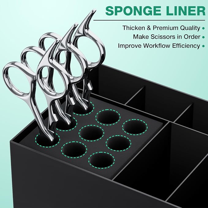 Noverlife Hair Salon Scissor Holder Box, Shear Holder for Hair Stylist | Hairdressing Scissors Rack Barber Organizer Box for Storage Combs Clips Brushes Holder, Barber Supplies Shear Case