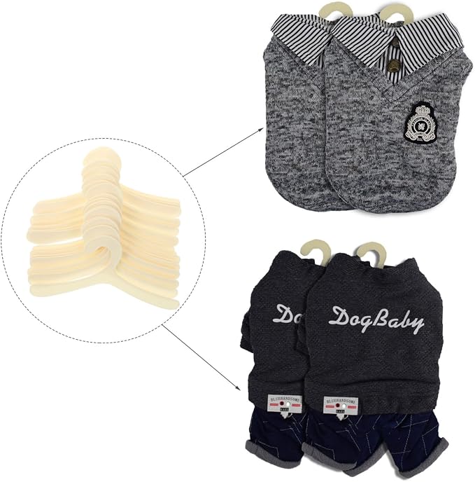Pet Clothes Hangers 20 Piece Plastic Rack for Dog Clothing | Portable Organizer, 19cm Size, Practical Storage, Keeps Pet Outfits Neat for Friends