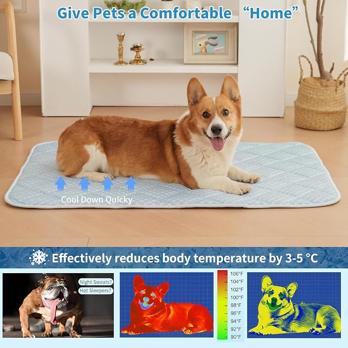 Dog Cooling Mat 35.4" x 23.6", Double-Sided Dog Cooling Mat, Q-MAX>0.45, Washable Portable Cooling Mat for Dogs, Crate, Couch & Car
