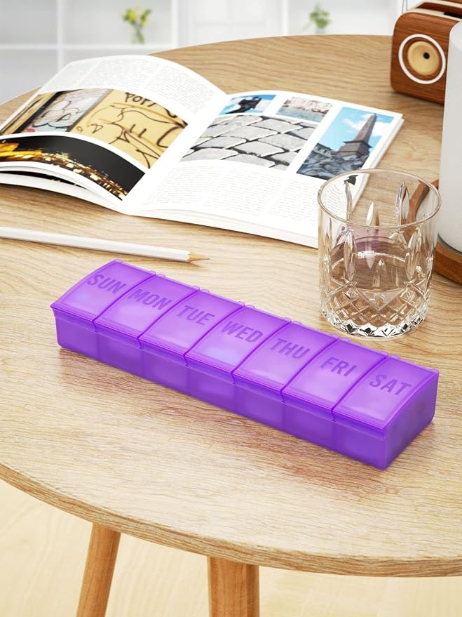 Large Pill Organizer Weekly, Barhon Vitamin Case Box Large Capacity Compartments, 7 Day Pill Containers for Medicine Supplements Fish Oil