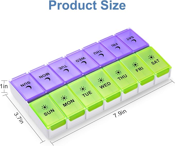 DANYING Large Pill Organizer 2 Times a Day, Weekly Pill Box 2 Per Day, AM PM Pill Case, Pill Container 7 Day, Vitamin Case Twice a Day