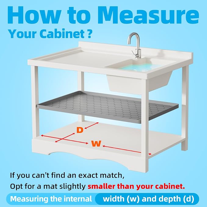 Winisok Waterproof Under Sink Mat 37" x 19", Silicone Mat, Light Gray | Raised Edge Traps Spills & Leaks, Shelf Liner, Cabinet Protector, for Kitchen, Bathroom, Boots, Pets, Home Essentials