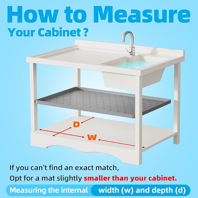 Winisok Waterproof Under Sink Mat 25" x 19", Silicone Mat, White | Raised Edge Traps Spills & Leaks, Shelf Liner, Cabinet Protector, for Kitchen, Bathroom, Boots, Pets, Home Essentials