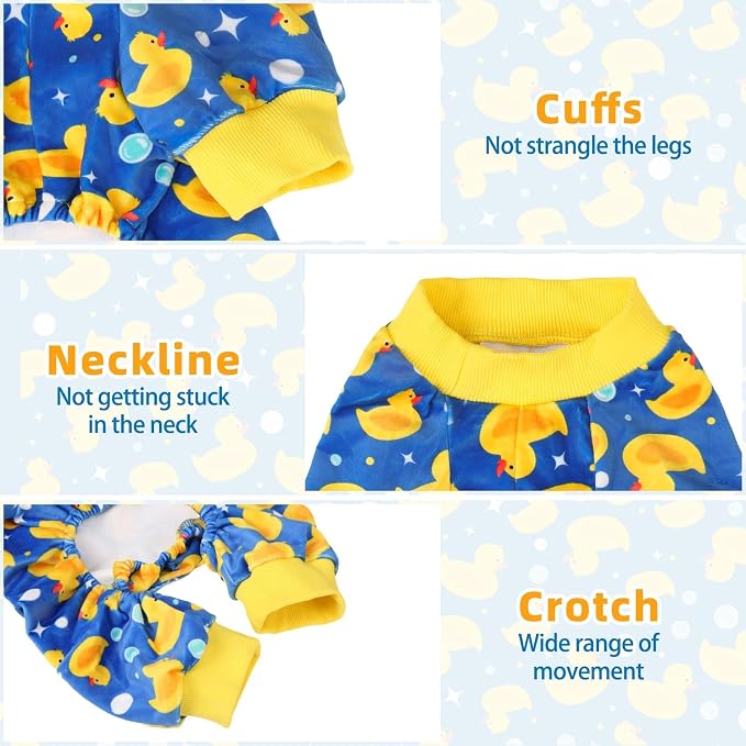 PUPTECK Soft Fleece Dog Pajamas for Small Medium Dogs, Dog Onesie Puppy Sweaters Clothes Jumpsuit Pjs, Cute Jammies Cat Coat Pet Costume Apparel