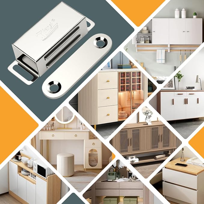 Cabinet Magnets Jiayi 12 Pack Magnetic Door Catch Stainless Steel Kitchen Cabinet Magnetic Catch Drawer Magnet for Cabinet Door Cupboard Magnetic Closures for Cabinet Magnetic Latches Cabinet Closer