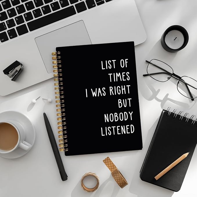 LIANGW Sarcastic Notebooks for Work, Funny Notebooks Journal | Funny Office Gifts for Coworkers, Funny Notebooks for Work, Office Humor Gifts, Black Spiral Notebook 5.5x8.3 Inch