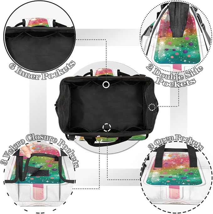 Ice Cream Heavy Duty Tool Bag 14.8 Inch Cute Ice Cream Portable Soft Tool Box Organizer Storage with Adjustable Shoulder Strap