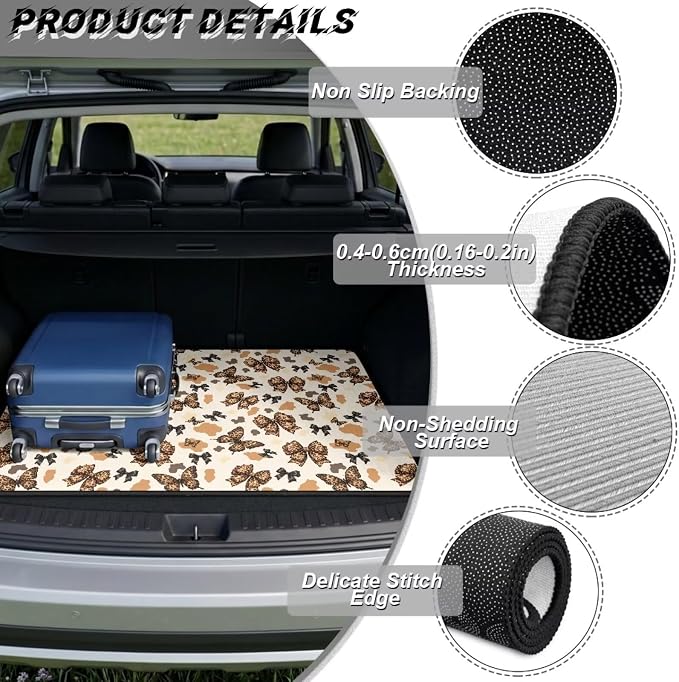 Howilath Leopard Bow Print Heavy Duty Car Trunk Mat Non-Slip Cargo Liner with Anti-Slip Backing, Universal Fit Rear Trunk Protector