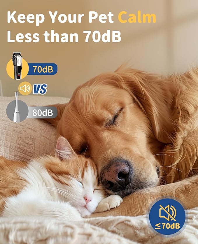 Professional Dog Clippers for Grooming, Low Noise Pet Trimmer Dog Shears for Pet Grooming Kit LED Display Cats Trimmer for Clipper Thick Hair