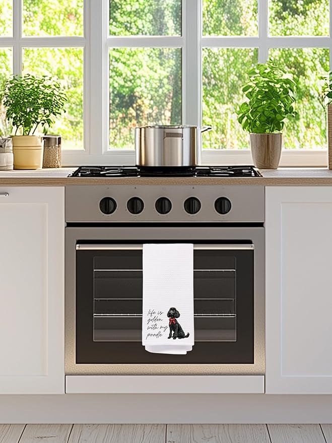 Black Goldendoodle Hand Towels for Bathroom - Golden Doodle Poodle Kitchen Dish Tea Towels, Goldendoodle Dog Mom Gifts for Dog Lovers/Women, Golden Doodle Gifts for Mothers Day/Christmas