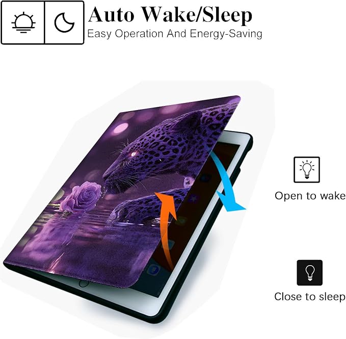 for Microsoft Surface Pro 7 Plus,Surface Pro 7/6/5/4 12.3" Tablet Case,Auto Wake/Sleep,Adjustable Stand Protective Cover - Purple Leopard Rose