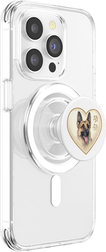 Dog, Pet, German Shepherd, Puppy, Heart, Paws, Pop-Socket PopSockets PopGrip: Swappable Grip for Phones & Tablets PopSockets PopGrip for MagSafe
