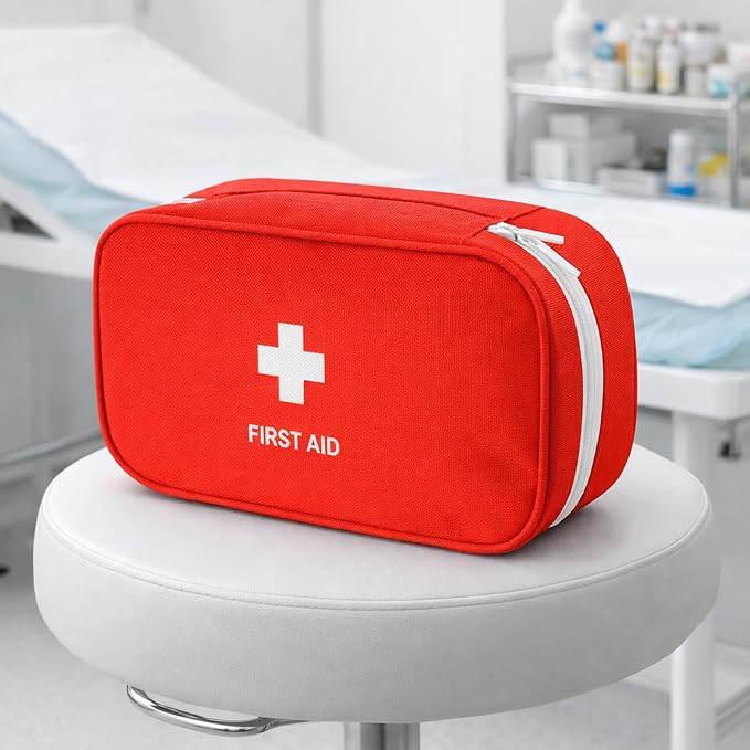 Red Medical Bag, Portable First Aid Bag Kit for Home, Empty Medical Bags for Travel, Camping, Outdoor, Emergency Kit Pouch (Red, Medium)