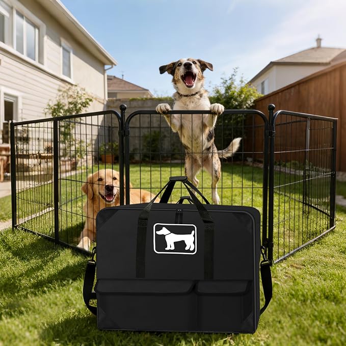SIRUITON 2PcsThick 600D Dog Playpen Storage Bag Fits 40"H 8 Panels 9 Stakes | Suitable for Foldable Exercise Pet Playpen, Dog Fence Travel Bag with Reinforced Double Handles & Two external pockets.