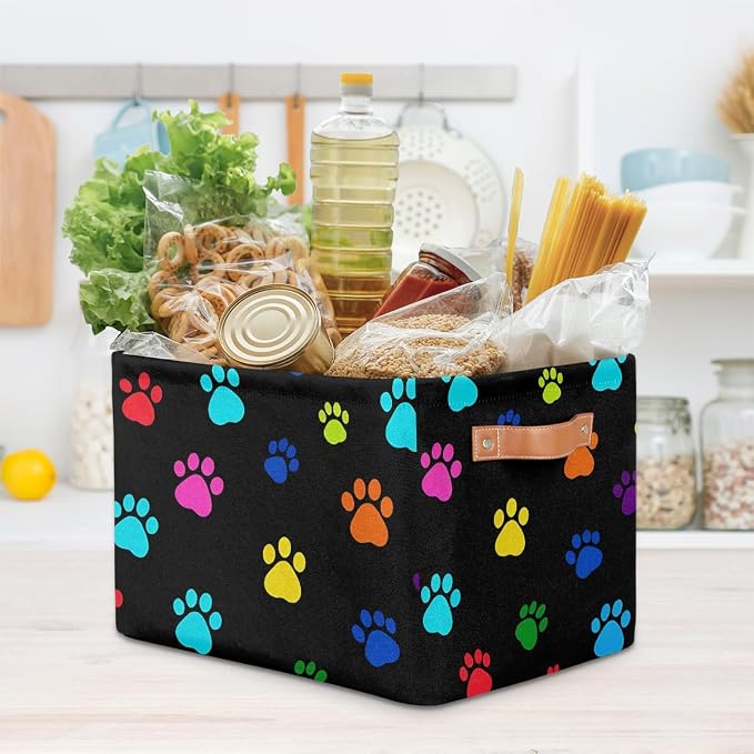 Colorful Paw Print Storage Basket Cube Animal Dog Cat Storage Bin Organizer