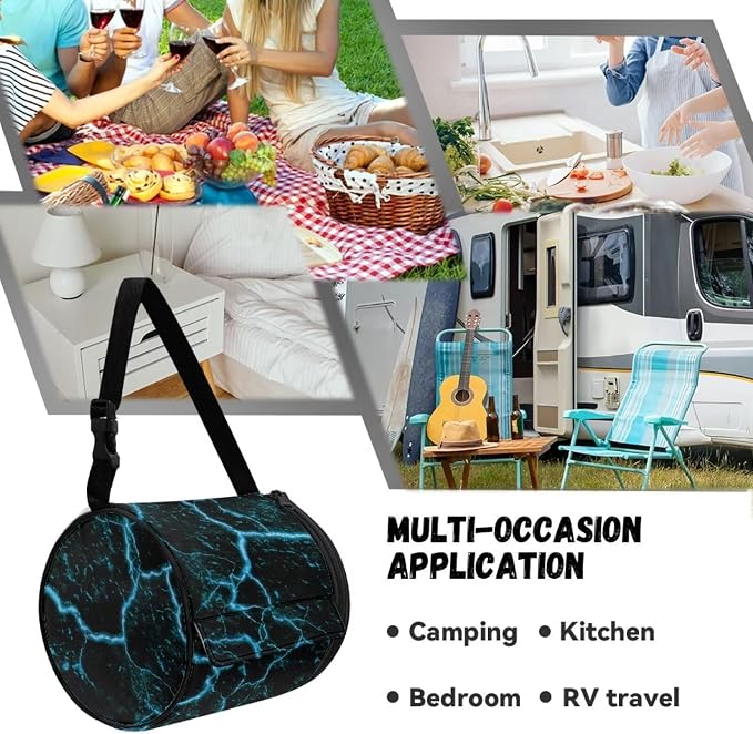 Lightning Hanging Paper Towel Roll Holder with Adjustable Strap Water Resistant Toilet Tissue Roll Dispenser Farmhouse Handy Toilet Paper Cover Storage Holder