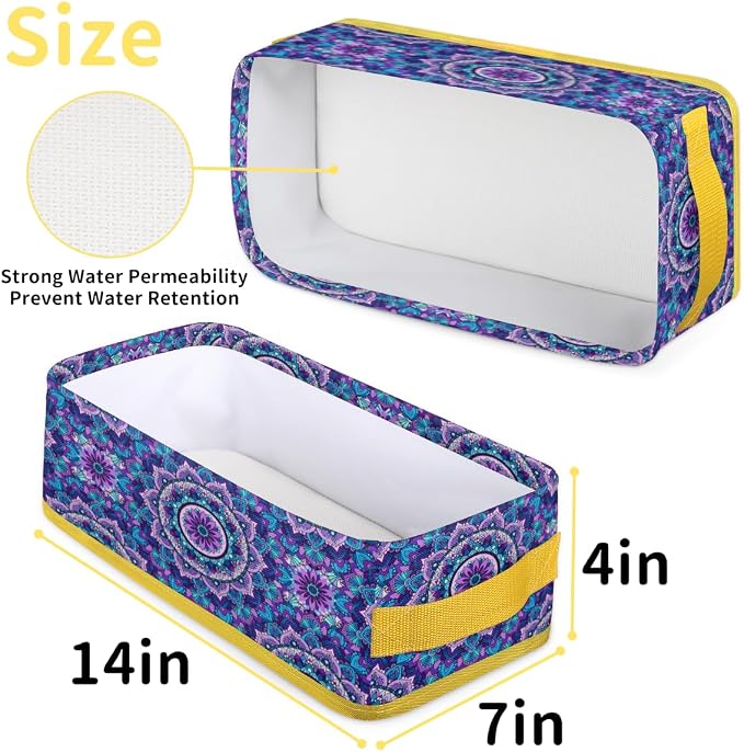 Mandevilla Flower Purple Bathroom Storage Basket, Foldable with Handle Open Countertop Paper Towel Decorative Box, Toilet Tank Top Shelf Baskets for Home Closet Bedroom Living Room Office