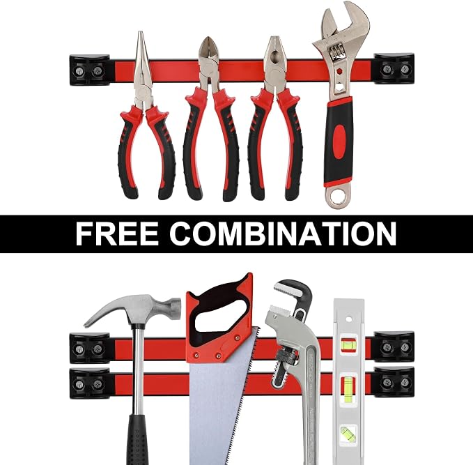 Mayouko 12" Magnetic Tool Holder Strip, 6 Packs, Metal Magnet Tool Organizer Bars for Garage, Workshop, Magnetic Strip for Tools