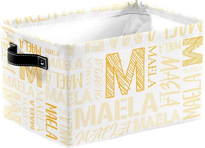 Foldable Personalized Storage Box for Boys Girls with Name Waterproof Kids Custom Storage Bin Baskets Cube Boxes Organizer with Handles for Organizing Shelf Closet, 1 Pack