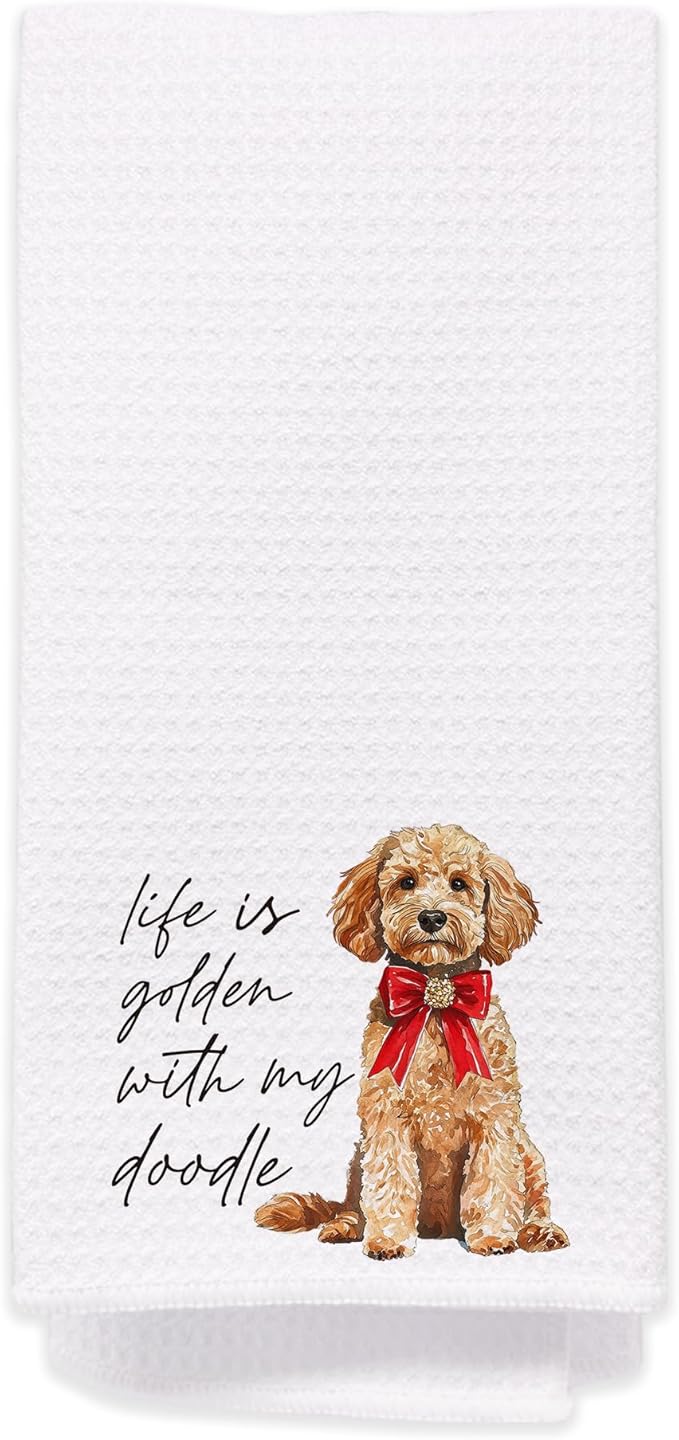 Goldendoodle Hand Towels for Bathroom - Golden Doodle Kitchen Dish Tea Towels, Goldendoodle Poodle Dog Mom Gifts for Women, Golden Doodle Gifts for Mothers Day/Christmas