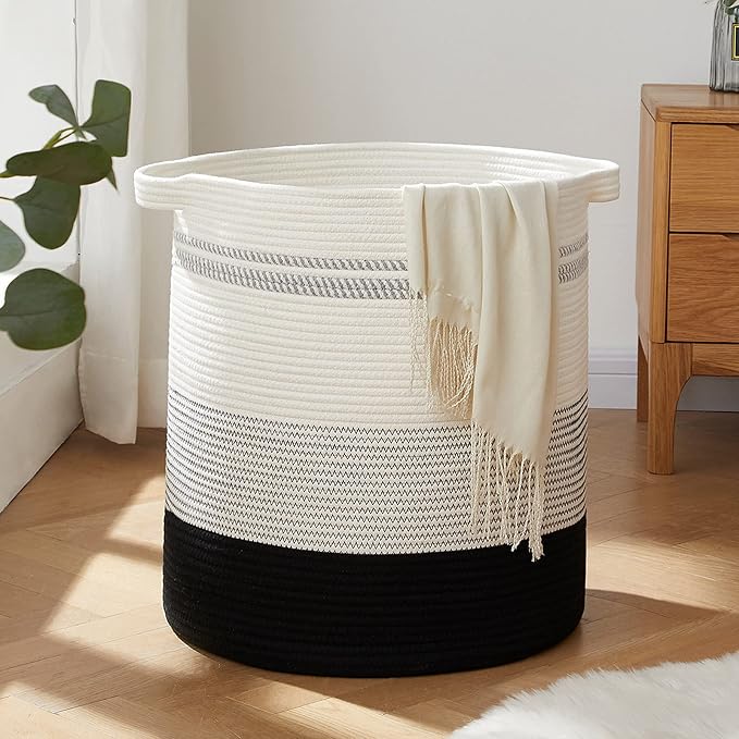 OIAHOMY 80L Laundry Basket Laundry Hamper Nursery Hamper Gradient Dark | Tall Dirty Clothes Hamper with Handle,Blanket Basket,Decorative Basket for Living Room,Storage Basket,Toy Storage