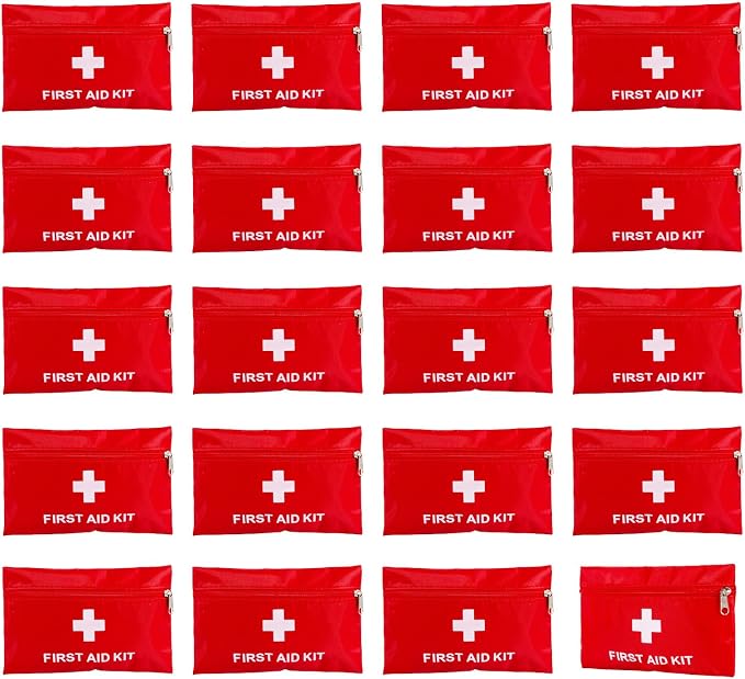 First Aid Bags Empty,Mini First Aid Pouch Empty,Mini First Aid Kit Bulk,Zipper Pouches for Emergency,Travel and Outdoor (Red 20 Pack, 4.3 * 6.3 inch)