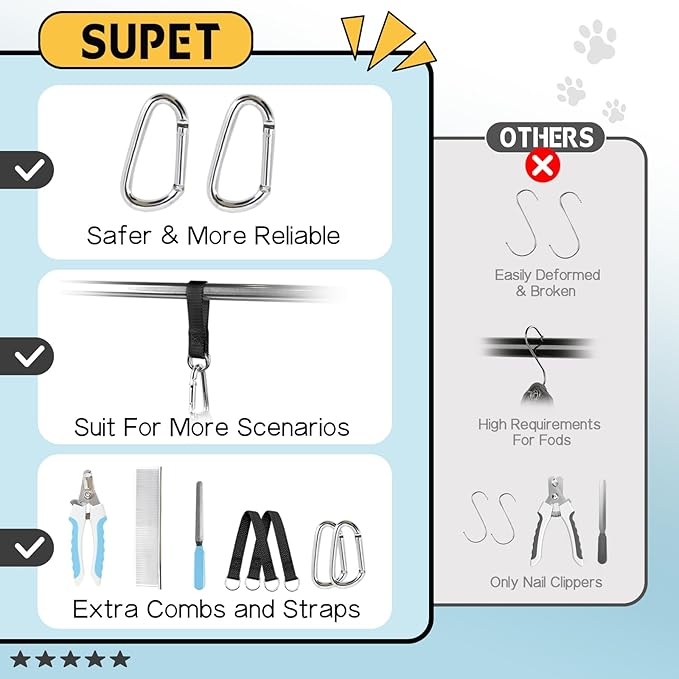 Supet Dog Grooming Hammock Harness for Dogs Cats, Relaxation Pet Nail Clipper Hammock, Restraint Dog & Small Animal Leashes Sling for Groomingk for Nail Trimming (Black, S)
