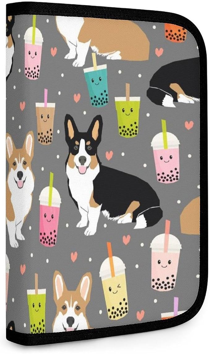 Cute Corgi Pet And Milk Tea Tool Bag Utility Bag Zipper Pouch Portable Small Tool Bags Handheld Screwdriver Pouch Tool Kits Organizer for Travel Home & Workshop Daily Use