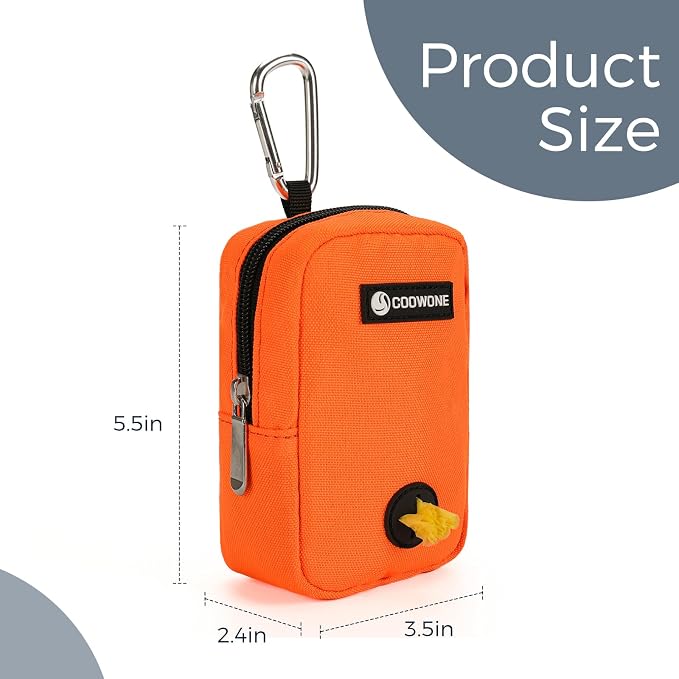 Small Dog Treat Bag, Portable Dog Treat Bag for Leash with Clip, Puppy Training Bags Built in Poop Bag Dispenser, Pocket Sized Dog Treats Pouch, Doggie Snack Rewards Bag, Dog Treat Carrier