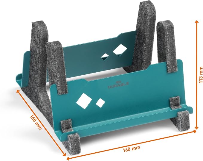 Durable 508032 Vertical Effect Laptop Stand Made of 60% Recycled PET Felt, Laptop Holder with Mobile Phone/Tablet Shelf Petrol/Dark Green
