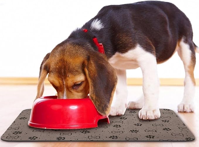 Dog Food Mats,Cat Absorbent Water Bowl Feeding Mats Pet Placemats for Food and Water Spot 24 * 32 inch