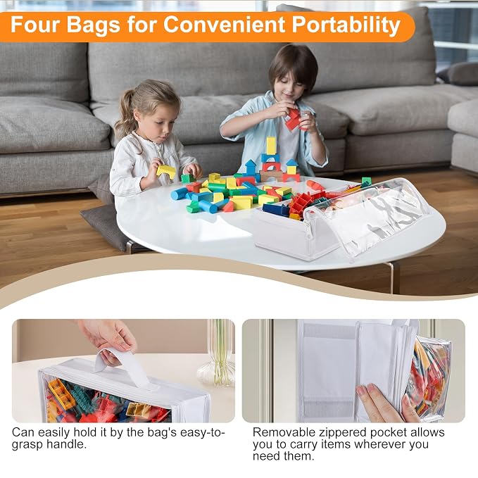 Over Door Organizer and Storage, Hanging Toy Holder with Removable Pouches | Toddler Room Wall Stuffed Animal Storage Bag Case, Kids Playroom Closet Back of Door Organization for Building Block, Puzzle