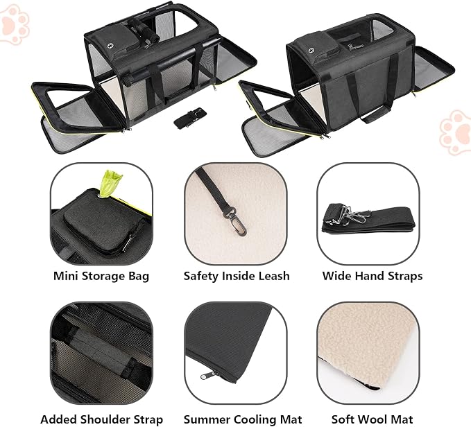 GAPZER Cat Carrier for Large Cats 20 lbs+ Soft Pet Kennel Bag for Small Dog | Privacy Protection Big Kitten Car Travel Cloth Carry Bag up to 20 lbs, Small Animal Portable Mesh Kennel Cage for Vet Visits