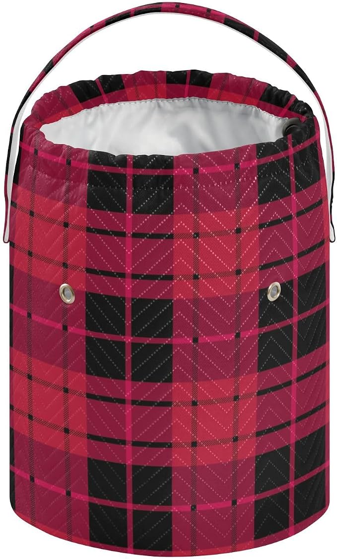 Tatenale Crochet Bag Yarn Bag Knitting Project Bag with Pockets and Handle Portable Yarn Storage Organizer Tangle Free 8.3x11 InchCheckered Red14
