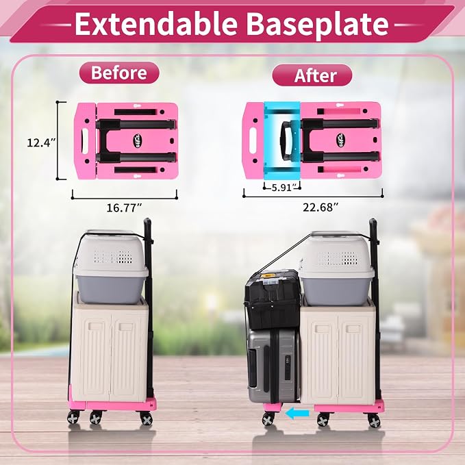 GtIiFmTe Foldable Hand Truck, Lightweight Luggage Cart for Airport Car Seat | Compact Folding dolly with Rotating swivel wheel,storage size12×15.7×4.1",300lbs Load,Upright Lock Handle with 3bungee cords