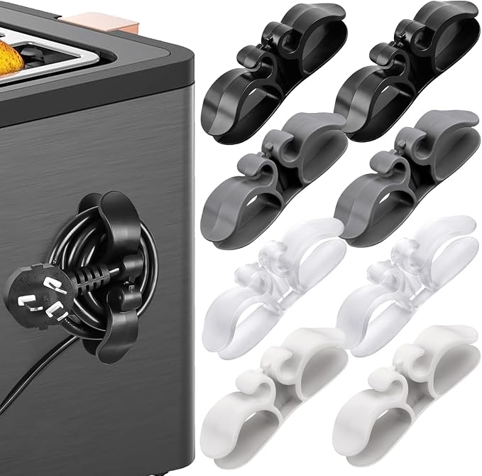 Cord Organizer Kitchen Appliance Cord Holder Adhesive Cable Wrap - Strong Sticky Cord Wrapper for Appliances, Fits Flat & Curved Surfaces, 8 Pack for Coffee Maker Air Fryer Mixer