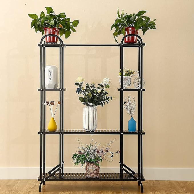 Large Metal Plant Stand with Wheels for Indoor Plants 39.4X11.0X56.3 inches Display Stand Movable Metal Plant Stand for Garden Patio Home Decor Easy to Install. (Color : Black)