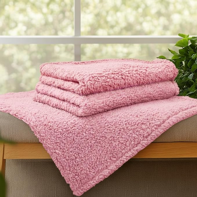 Luciphia 1 Pack 3 Calming Dog Blanket Fluffy Premium Fleece Pet Blankets Soft Sherpa Throw for Dogs Puppy Cat Pink Medium (30" x20") | Fluffy Throw Blanket Washeble for Crate Bed Couch Indoor. Cozy Pet Blanket, Puppy Essentials Dog gift,Pink,Medium