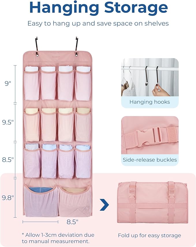 BAGSMART Hanging Compression Packing Cubes 6 Set Cruise Travel Essentials | 3-Fold Space Saving Hanging Shelves, Closet Organizers & Storage, Compressible Suitcase Organizer Bags, Machine Washable Cube