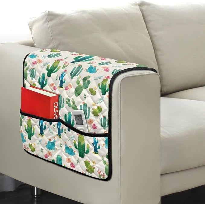 Cactus Sofa Arm Covers for Couch Stretch Arm Rest Cover, Anti-Stains Couch Arm Cover Easy to Clean Sofa Slipcover Furniture Protector Office Chair Armrest Covers