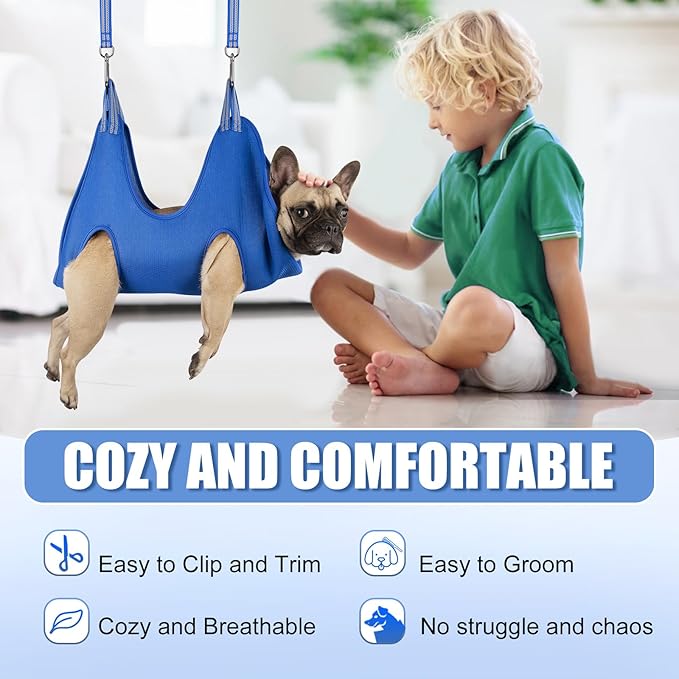 Kkiimatt 10 in 1 Pet Grooming Hammock Harness with Nail Clippers/Trimmer, Nail File, Dog Hammock/Grooming Sling for Nail Trimming/Clipping