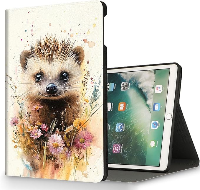 for Microsoft Surface Pro 11/10/9-13" 2024/2022 Tablet Case,Auto Wake/Sleep,Adjustable Stand Protective Cover - Cute Hedgehog Flower