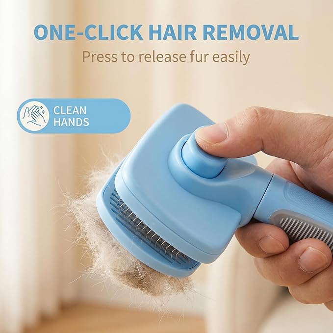 Pet Hair Remover Tool 2 Pack - Pet Hair Brush + Reusable Lint Roller, for Long/Short Hair Indoor Cats & Dogs Shedding, Pet Fur Remover for Furniture, Car, Couch, Bedding