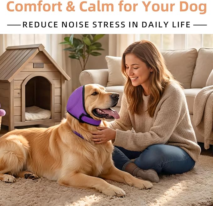 Dog Ear Muffs Noise Protection, Water-Resistant, No-Shake Ear Muffs for Grooming, Bathing, Swimming & Noise Relief