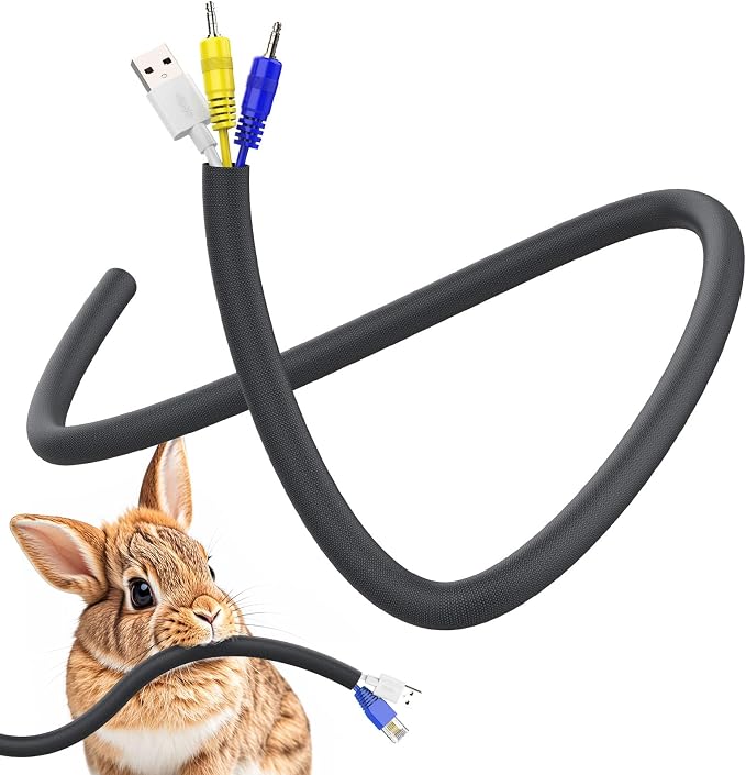 UOMTFAI Cord Protector from Pets No Chew 3/8” 10ft Cable Sleeve Black | Wire Protector, Cord Sleeve, Cord Management for HDMI, Charging Cable, USB